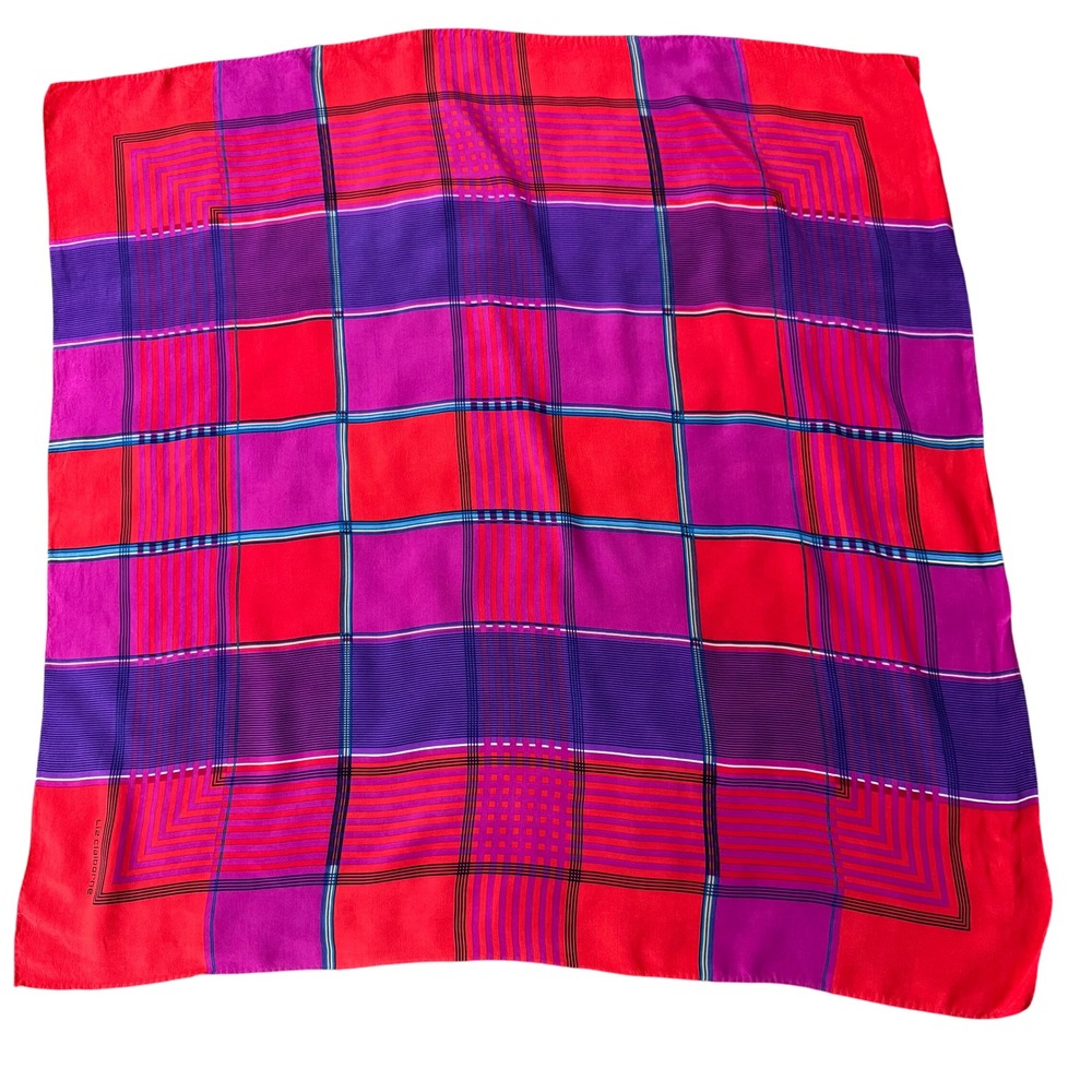 Vintage Liz Claiborne Silk Scarf Square Red/Pink